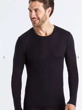 HANRO - NEW Black (0019) Silk Cashmere Long Underwear Top (071655), Size M